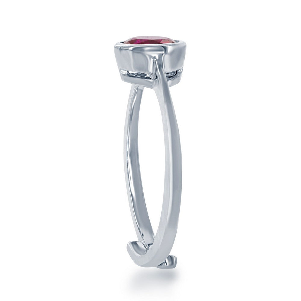 "July" Created Ruby Bezel Set Ring