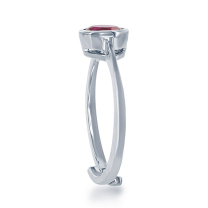 "July" Created Ruby Bezel Set Ring