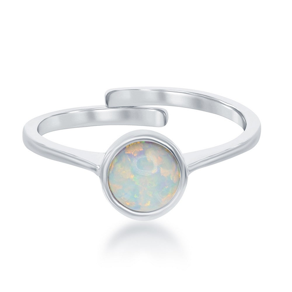 "October" White Inlay Opal Bezel Set Ring