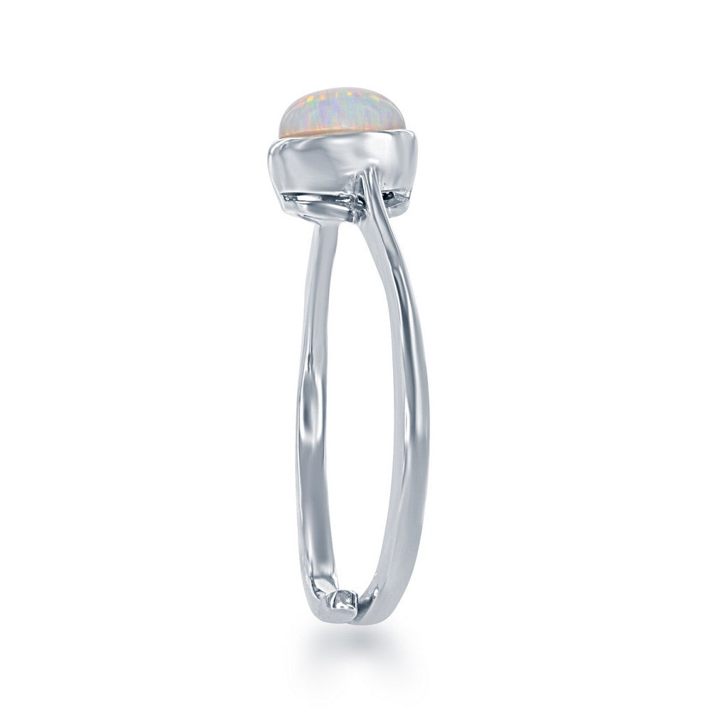 "October" White Inlay Opal Bezel Set Ring