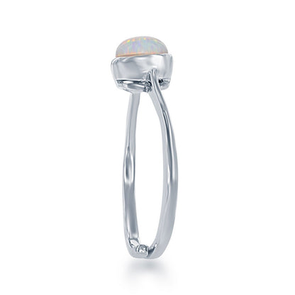 "October" White Inlay Opal Bezel Set Ring