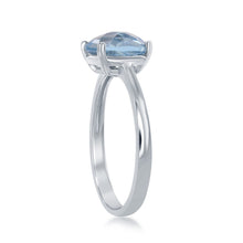 Load image into Gallery viewer, Sterling Silver 8mm Cushion-cut Gem Ring -  Blue Topaz
