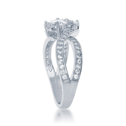 Sterling Silver "Us2gether" Two-Stone CZ Ring with open sides