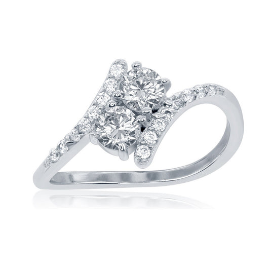 Sterling Silver "Us2gether" CZ with Thin CZ Sides Ring