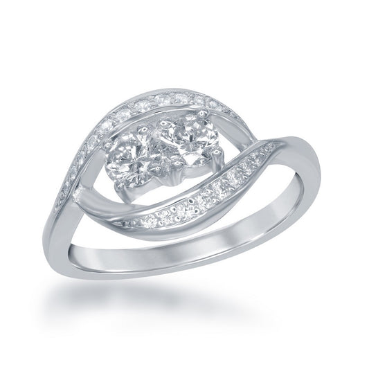 Sterling Silver Marquise Shaped "Us2gether" CZ Ring