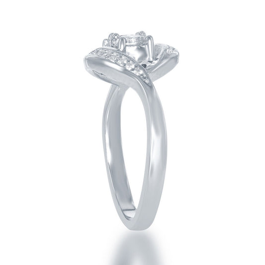 Sterling Silver Marquise Shaped "Us2gether" CZ Ring