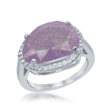 Load image into Gallery viewer, Sterling Silver Oval Lt. Pink Ice with CZ Border Ring
