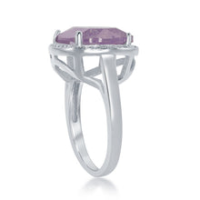 Load image into Gallery viewer, Sterling Silver Oval Lt. Pink Ice with CZ Border Ring
