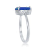 Load image into Gallery viewer, Sterling Silver Four-Prong Blue Inlay Opal Oval Ring
