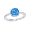 Load image into Gallery viewer, Sterling Silver Four-Prong Round Blue Inlay Opal Ring
