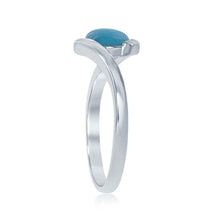 Load image into Gallery viewer, Sterling Silver Round Larimar in Swirl Design Ring
