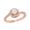 Load image into Gallery viewer, Sterling Silve Round White Opal with Half CZ Border Ring - Rose Gold Plated
