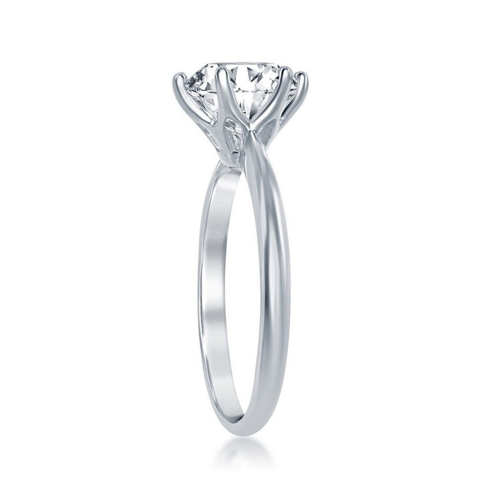 Sterling Silver Six-Prong Solitaire 8mm CZ Engagement Ring