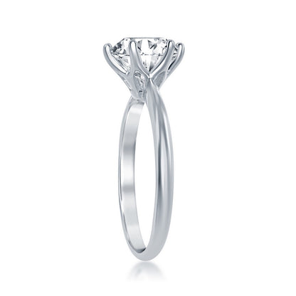 Sterling Silver Six-Prong Solitaire 8mm CZ Engagement Ring