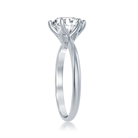 Sterling Silver Six-Prong Solitaire 8mm CZ Engagement Ring