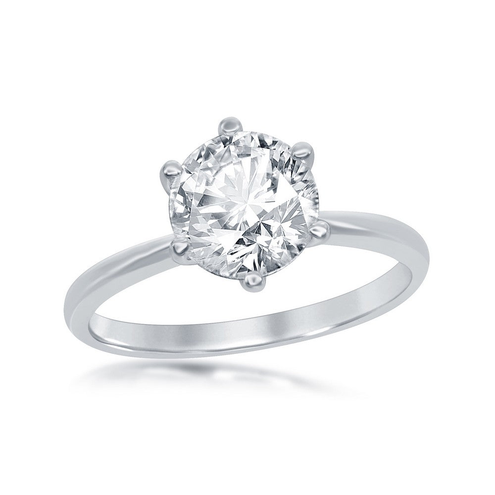 Sterling Silver Six-Prong Solitaire 8mm CZ Engagement Ring