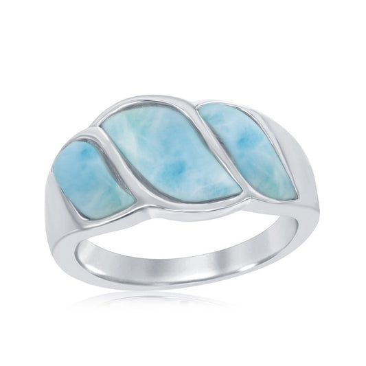 Sterling Silver Larimar Wave Design Ring