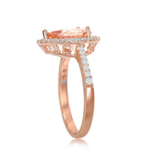 Load image into Gallery viewer, Sterling Silver Pear-Shaped Morganite CZ with White CZ Border Ring - Rose Gold Plated
