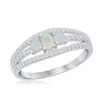 Load image into Gallery viewer, Sterling Silver Three-Stone White Opal Open CZ Band Ring
