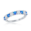Load image into Gallery viewer, Sterling Silver White CZ &amp; Blue Opal Band Ring

