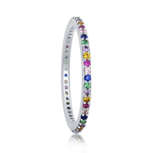 Load image into Gallery viewer, Sterling Silver Rainbow CZ Thin Band Ring
