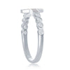 Load image into Gallery viewer, Sterling Silver White Inlay Opal Sideways Cross Half CZ Band Ring
