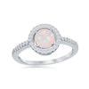 Load image into Gallery viewer, Sterling Silver Round White Opal with CZ Halo Ring
