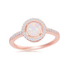 Load image into Gallery viewer, Sterling Silver Round White Opal with CZ Halo Ring - Rose Gold Plated
