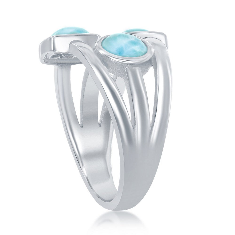 Sterling Silver, Multi-Shaped Larimar Ring