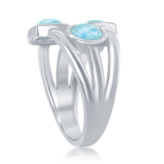Sterling Silver, Multi-Shaped Larimar Ring