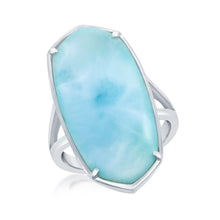 Load image into Gallery viewer, Sterling Silver Long Hexagon Larimar Ring
