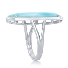 Load image into Gallery viewer, Sterling Silver Long Hexagon Larimar Ring
