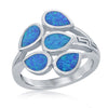 Load image into Gallery viewer, Sterling Silver Blue Inlay Pear-Shaped Opal Wide Ring
