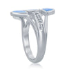 Load image into Gallery viewer, Sterling Silver Blue Inlay Pear-Shaped Opal Wide Ring
