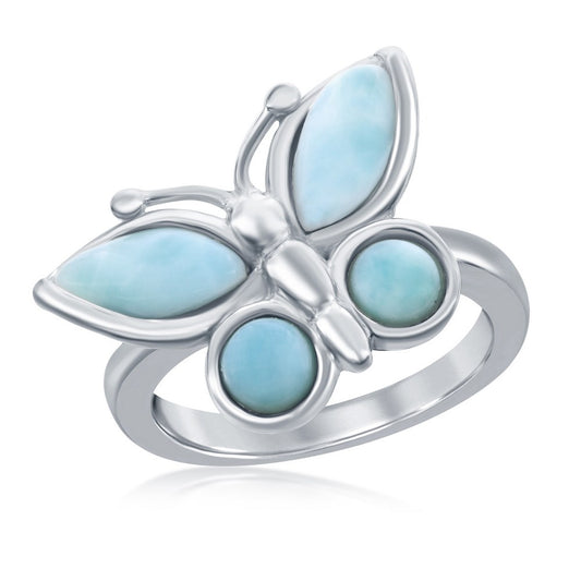 Sterling Silver Larimar Butterfly Ring