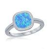Load image into Gallery viewer, Sterling Silver Square Blue Inlay Opal Ring
