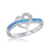 Load image into Gallery viewer, Sterling Silver Open Heart Blue Inlay Opal Ring
