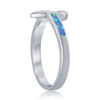 Load image into Gallery viewer, Sterling Silver Open Heart Blue Inlay Opal Ring
