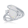 Load image into Gallery viewer, Sterling Silver White Inlay Opal Oval Twist With CZ Ring
