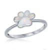 Load image into Gallery viewer, Sterling Silver White Inlay Opal Paw Print Ring
