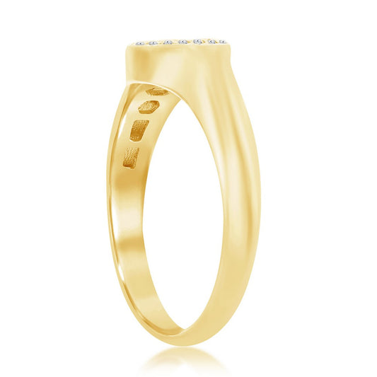 Sterling Silver Micro Pave CZ Round Ring - Gold Plated