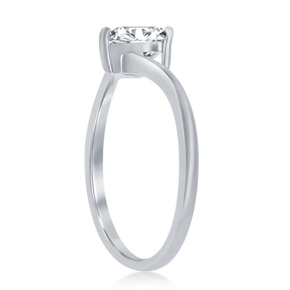 Sterling Silver 3-Prong Heart CZ Engagement Ring