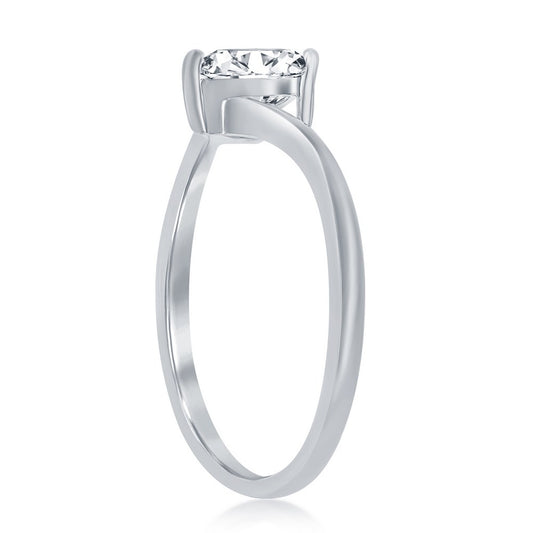 Sterling Silver 3-Prong Heart CZ Engagement Ring