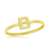 Load image into Gallery viewer, Sterling Silver &#39;B&#39; Initial Hammered Band Ring - Gold Plated
