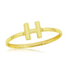 Load image into Gallery viewer, Sterling Silver &#39;H&#39; Initial Hammered Band Ring - Gold Plated
