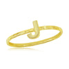 Load image into Gallery viewer, Sterling Silver &#39;J&#39; Initial Hammered Band Ring - Gold Plated
