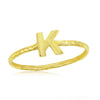 Load image into Gallery viewer, Sterling Silver &#39;K&#39; Initial Hammered Band Ring - Gold Plated
