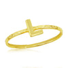 Load image into Gallery viewer, Sterling Silver &#39;L&#39; Initial Hammered Band Ring - Gold Plated
