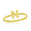 Load image into Gallery viewer, Sterling Silver &#39;N&#39; Initial Hammered Band Ring - Gold Plated
