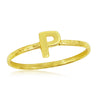 Load image into Gallery viewer, Sterling Silver &#39;P&#39; Initial Hammered Band Ring - Gold Plated
